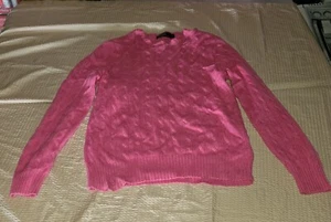 Polo Ralph Lauren Vintage Iconic Cable-Knit Cashmere Sweater in Pink Large - Picture 1 of 7