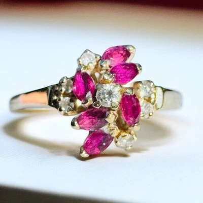 14K Yellow Gold Ruby Diamond Ring Size 8.75 - Image 1 of 4