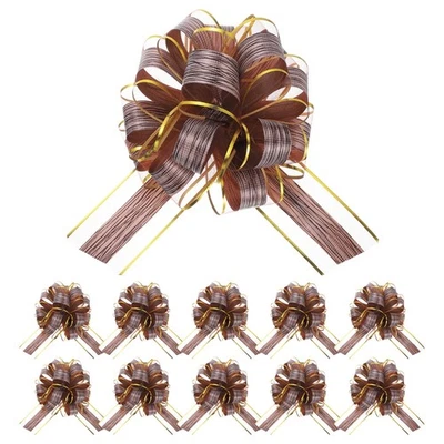 12Pcs Pull Bows for Gift Wrapping, 8 in Brown Party Wedding Gift Bow Foto 1 de 4