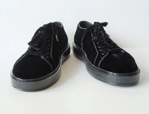Sneakers SANTONI in velluto nero di lusso nuove con scatola Made in Italy - Foto 1 di 17