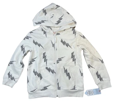 Niños Niñas Blanco y Negro Rayo Rayo Rayo Estampado Calavera Sudadera con Capucha 4/5 Unisex Foto 1 de 4