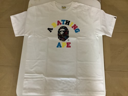 A BATHING APE (BAPE) T shirt maglietta autentica a bathing ape bape neon mimetica college bianca L nuova