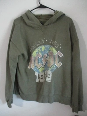 Moletom AC/DC verde manga longa pulôver 1979 banda turnê mundial reimpressão médio - Imagem 1 de 4