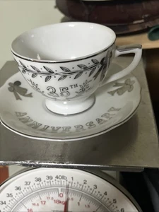 Vintage Lefton China 25th anniversary, tea, cup, and saucer - Picture 1 of 5