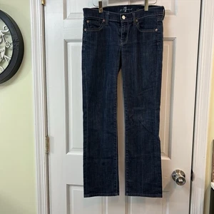 7 For All Mankind Jeans Womens Sz 26 Blue Denim Dark Straight Leg Seven - Picture 1 of 7