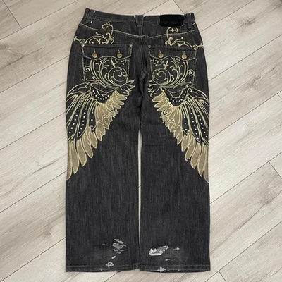 Pantalones de mezclilla vintage Imperious Delf para hombre 36 W bordados holgados patinador Y2K Foto 1 de 4