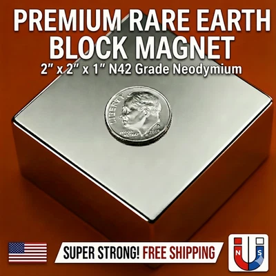 APPLIED MAGNETS 1 Grade N42 2 x 2 x 1 Rare Earth Neodymium Block Magnet
