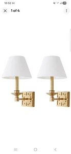 SAFAVIEH Lighting Collection Elvira Greek Key Gold Bedroom Bathroom Vanity - Picture 1 of 10