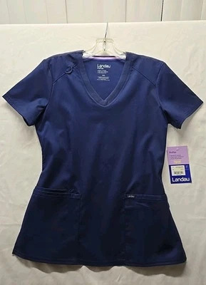 NUEVO CON ETIQUETAS - Blusa Médica Landau ProFlex Para Mujer Cuello en V Azul Marino Verdadero Talla XSM NUEVA CON ETIQUETAS Foto 1 de 4