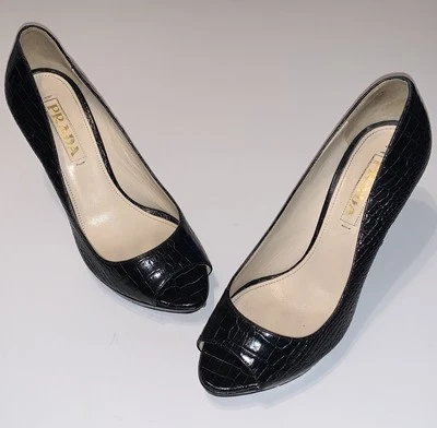 Zapatos de tacón vintage de cuero de cocodrilo genuino Prada para mujer talla EU 36,5 US 6,5 Foto 1 de 4
