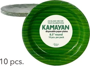 Kamayan 8,5" Pappteller Bananenblatt Design Auslaufsicher Recycelbar (10 Stück) - Bild 1 von 7