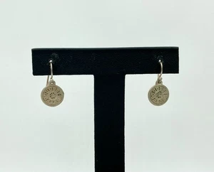 Vintage Baroni Signed 925 Earrings - Dangle Small Round Coin - Picture 1 of 5