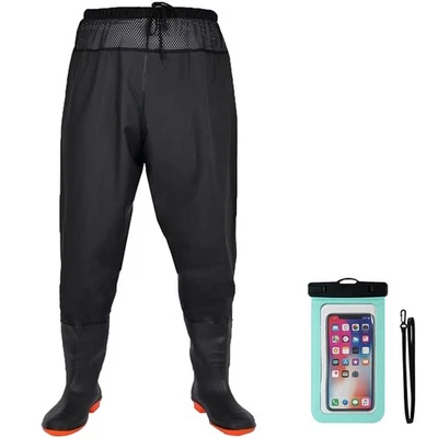 Vadeadores de pesca con botas, pantalones vadeadores de cintura de nailon/PVC vadeadores de pesca para hombres... Foto 1 de 4