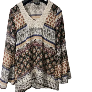 Fließendes Damenoberteil Boho Style transparent leicht Glockenärmel Gr. Small - Bild 1 von 6