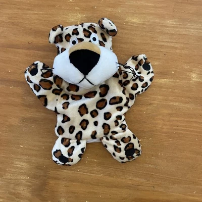 Doudou Peluche marionnette léopard MAISONS DU MONDE Blanc Beige Tâches Noir - Photo 1/4