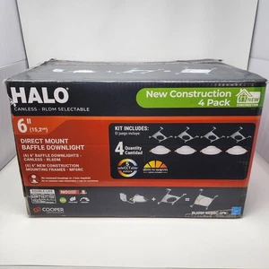 Halo 6 Inch 5-Color Selectable Baffle Downlight with Mounting Frame (4 Pack) - Picture 1 of 16