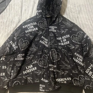 Assholes*s Live Forever ALF Embroidered Jacket Hoodie Black/White Hearts Sz XL - Picture 1 of 6