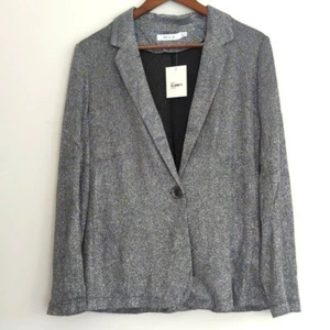 NEW Nic & Jo Black Silver Shimmer Glitter Long Sleeve Metallic Blazer Size S - Picture 1 of 7