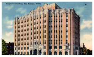 TELEPHONE BUILDING San Antonio, TX linen - Postcard - Foto 1 di 2