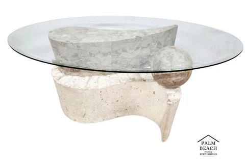Tessellated Sculptural Coffee Table Mactan Stone Cover