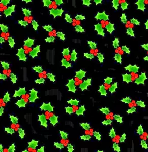 LORALIE DESIGNS Fabrics HOLLY & BERRIES ON BLACK BTY - Picture 1 of 1