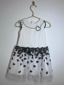 Vestito bambina Mayoral bianco e nero 4 feste festa compleanno cuori bambini - Foto 1 di 10