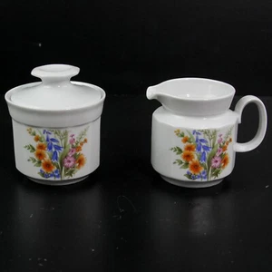 LOVELY BAVARIA MITTERTEICH GERMANY CHINA FLORAL CREAMER PITCHER & SUGAR BOWL SET - Picture 1 of 5