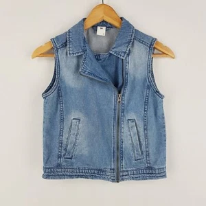 Target Girls Size 14 Blue Collared Side Zip Front Denim Vest - Picture 1 of 7
