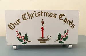 Vintage MCM “Our Christmas Cards” Holiday Metal Card Holder - Picture 1 of 5