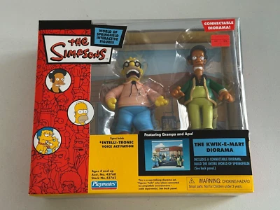 Los Simpson Kwik-E-Mart Diorama con figuras de abuelo y Apu Playmates 2003 Nuevo Foto 1 de 4