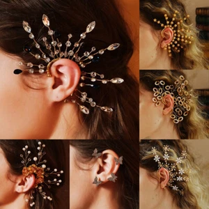 Blume Blatt Ohr Clip Manschette Ohrring Wickel Krabbel Ohrring Braut Hochzeit Schmuck - Bild 1 von 50