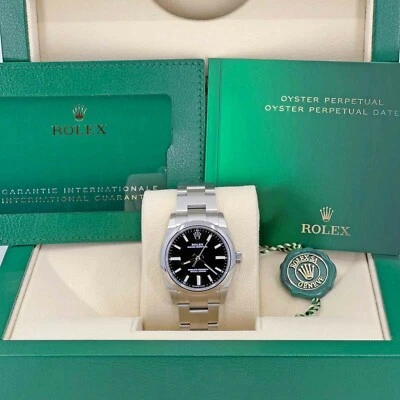 2025 Rolex Oyster Perpetual 34mm, Black Dial, Unworn Full Set, 124200-0002 - Image 1 of 4