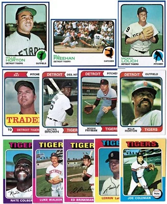 14 Detroit Tigers Vintage Topps Baseball Card Lolich Freehan 2 On-Card Auto MLB - Image 1 of 4