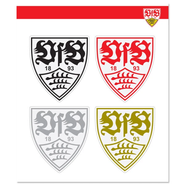 VfB Stuttgart Aufkleber Sticker Logo 4er Set transparent ca 9 x 9 cm Fußball NEU - Bild 1 von 1