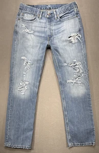 Pantalones de mezclilla para hombre Levis 514 34x30 (32x30) rectos grunge rasgados desgastados desteñidos - Imagen 1 de 10