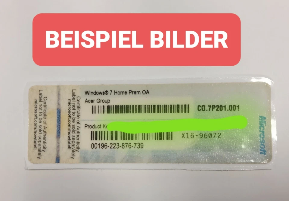 Originale Windows 7 Home 32/64 Bit Chiave Lizens Aufkleber. #P2 - Immagine 1 di 2