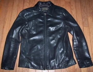 Vintage Couture by J. Park Black Lambskin Leather Zip Front Jacket Size Large - Picture 1 of 5