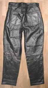 " AUTHENTIC " Damen- LEDERJEANS / Lederhose in schwarz aus Glattleder Gr. 42 - Bild 1 von 4