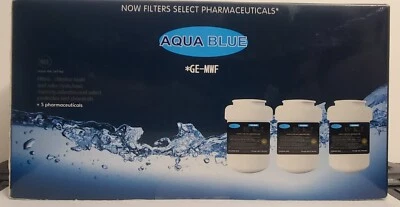 Filtros de agua azul aguamarina GE-MWF se adapta a electrodomésticos GE PAQUETE DE 3 ¡NUEVO SELLADO! Foto 1 de 2
