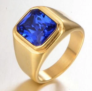 18K GOLD EP 2.0CT SAPPHIRE CUT MENS RING size 7-15 YOU CHOOSE - Picture 1 of 2