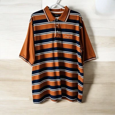 Camisa Polo Sean John Para Hombre Talla XL Manga Corta Marrón Azul Rayas Preppy Años 90’s Foto 1 de 4