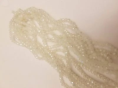 Electroplate Opaque Solid Color Crystal Glass Faceted Abacus Beads, White 4x3mm - Image 1 of 4