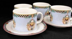 Sakura WOODLAND SANTA 4 Cups and 2 Saucers GREAT CONDITION - Picture 1 of 1