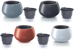 Round Short Plant Pots Planter Modern Indoor Outdoor Garden 4 Colours 32L - Picture 1 of 22