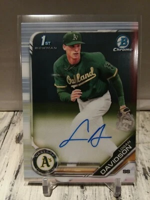 2019 Bowman Chrome 1st Logan Davidson Base Auto A's HOT ROOKIE RC Autograph C1  - Image 1 of 2