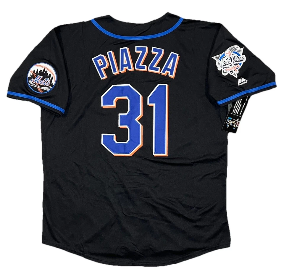 Mike Piazza New York Mets 2000 World Series Alt Black Jersey Men’s Size Large - Image 1 of 4
