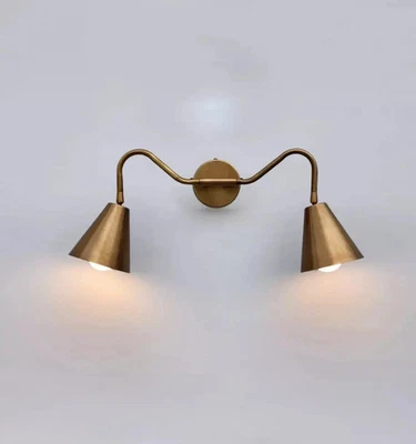 Handcrafted Double Arm Light Articulated Brass Wall Sconce Mid-Century style - Image 1 of 4