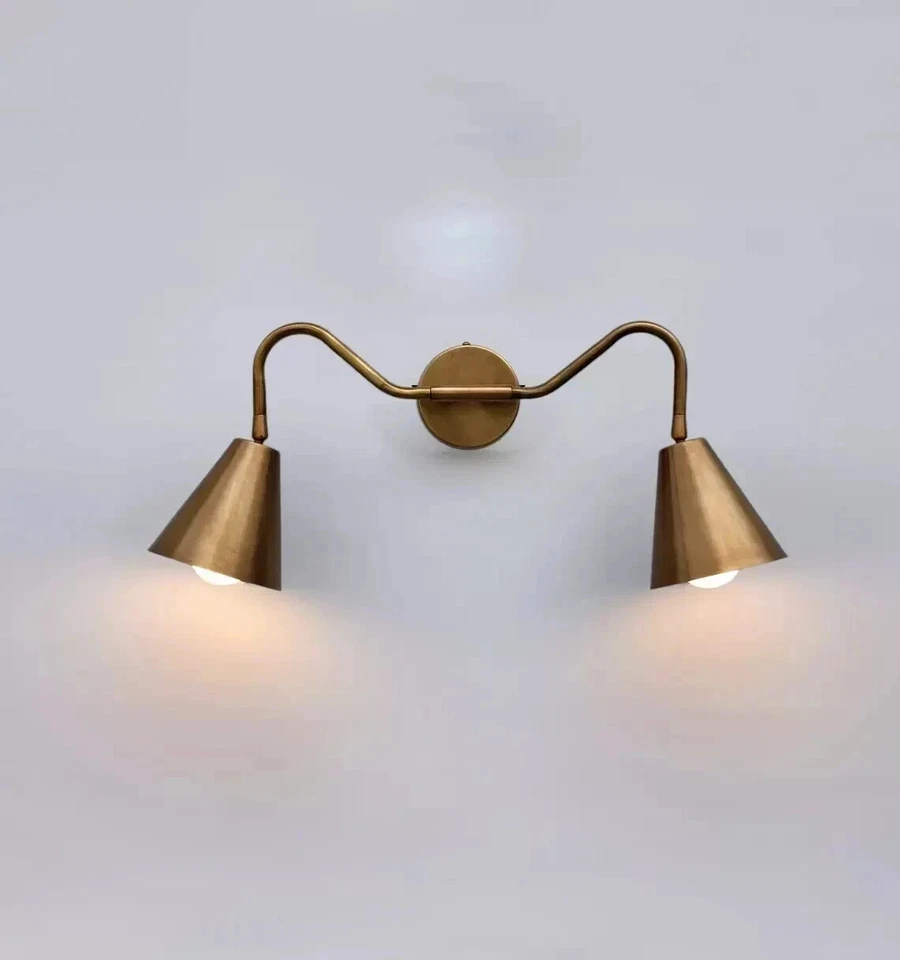 Handcrafted Double Arm Light Articulated Brass Wall Sconce Mid-Century style - Image 1 of 4