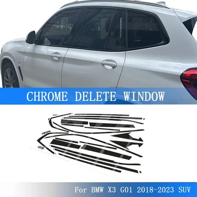 Glossy Black Chrome Delete Window Trims For BMW X3 G01 2018-2023 SUV Foto 1 de 4