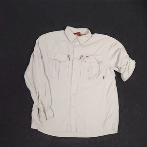 Simms Cor3 Shirt Mens Large Beige Fishing Vented Outdoor Hiking Roll Tab Sleeve - Picture 1 of 18